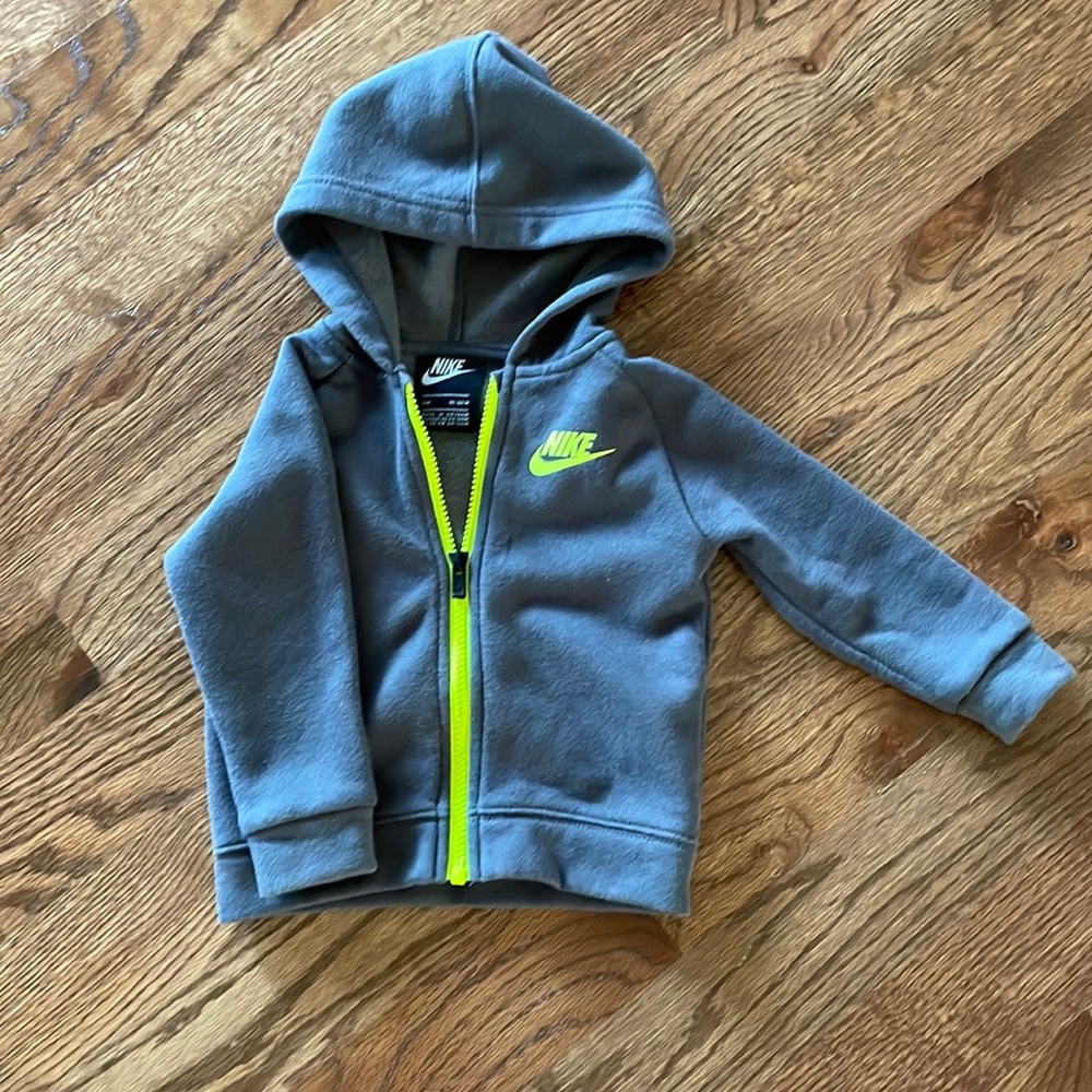 Nike Gray Hoodie Zip Up with pants. 18M
